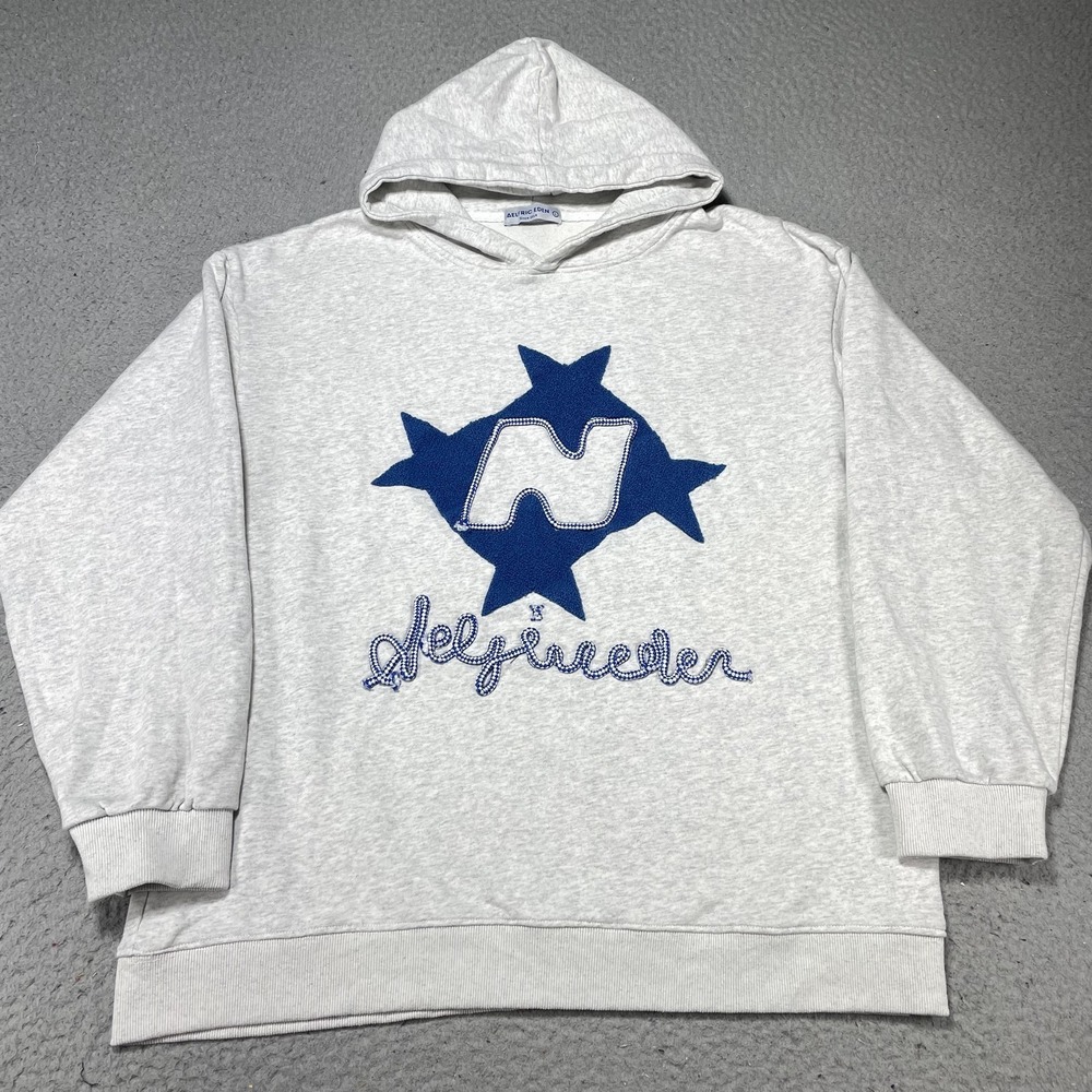 Aelfric Eden Hoodie Mens Large Gray N Star Logo Graphic Pullover Sweatshirt